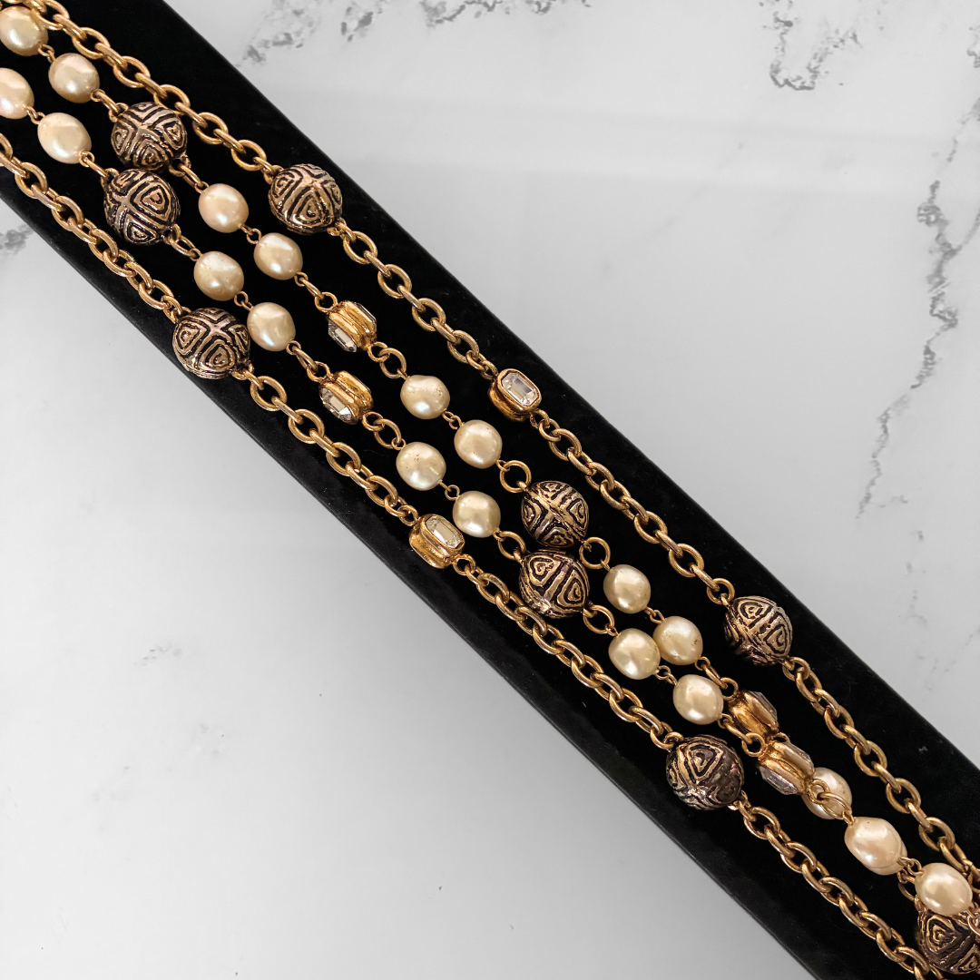 Chanel Chanel Pearl Necklace Gold Plated - Necklaces - Etoile Luxury Vintage