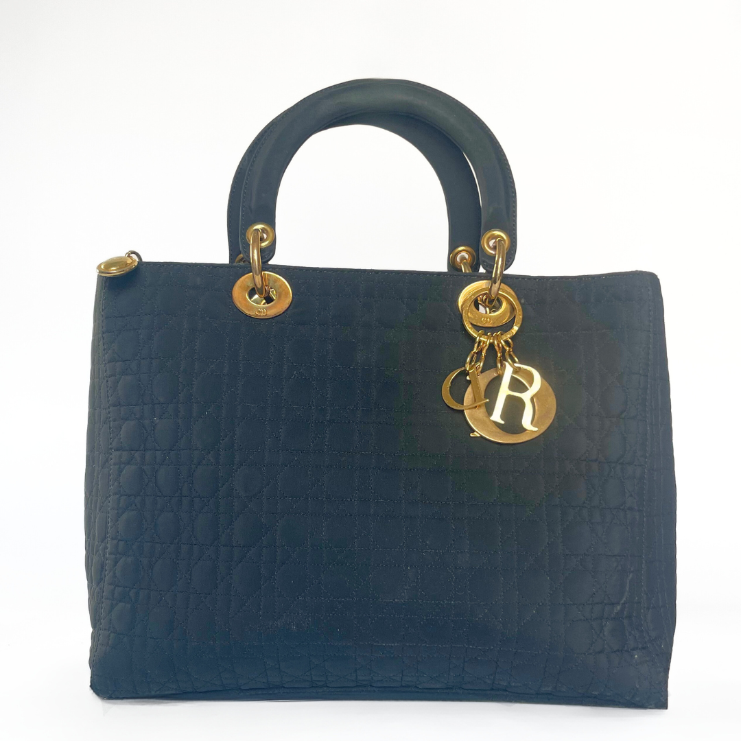 Dior Dior Lady Dior GM Cannage Microfiber - Handbags - Etoile Luxury Vintage