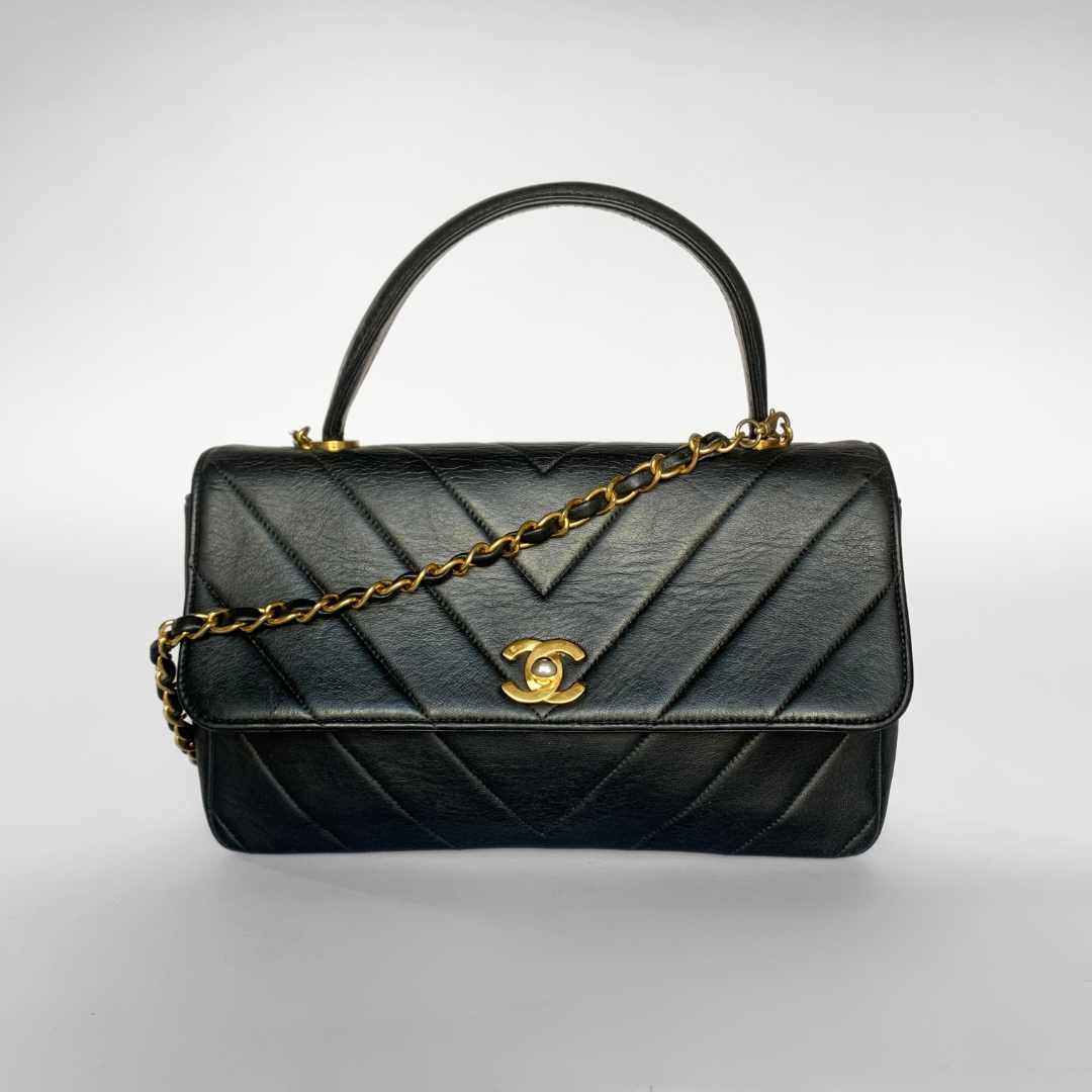 Chanel LS: Chanel Coco Top Handle Bag Chevron Lambskin Leather - Crossbody bags - Etoile Luxury Vintage
