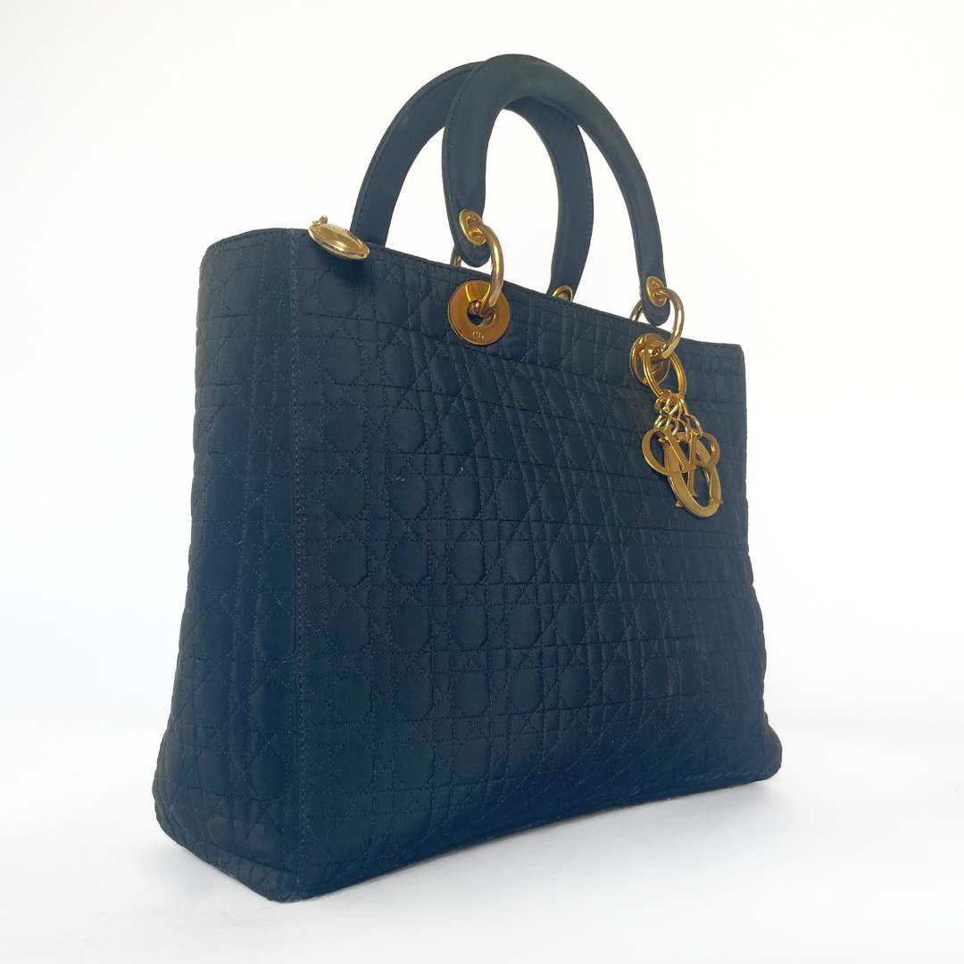 Dior Dior Lady Dior GM Cannage Microfiber - Handbags - Etoile Luxury Vintage