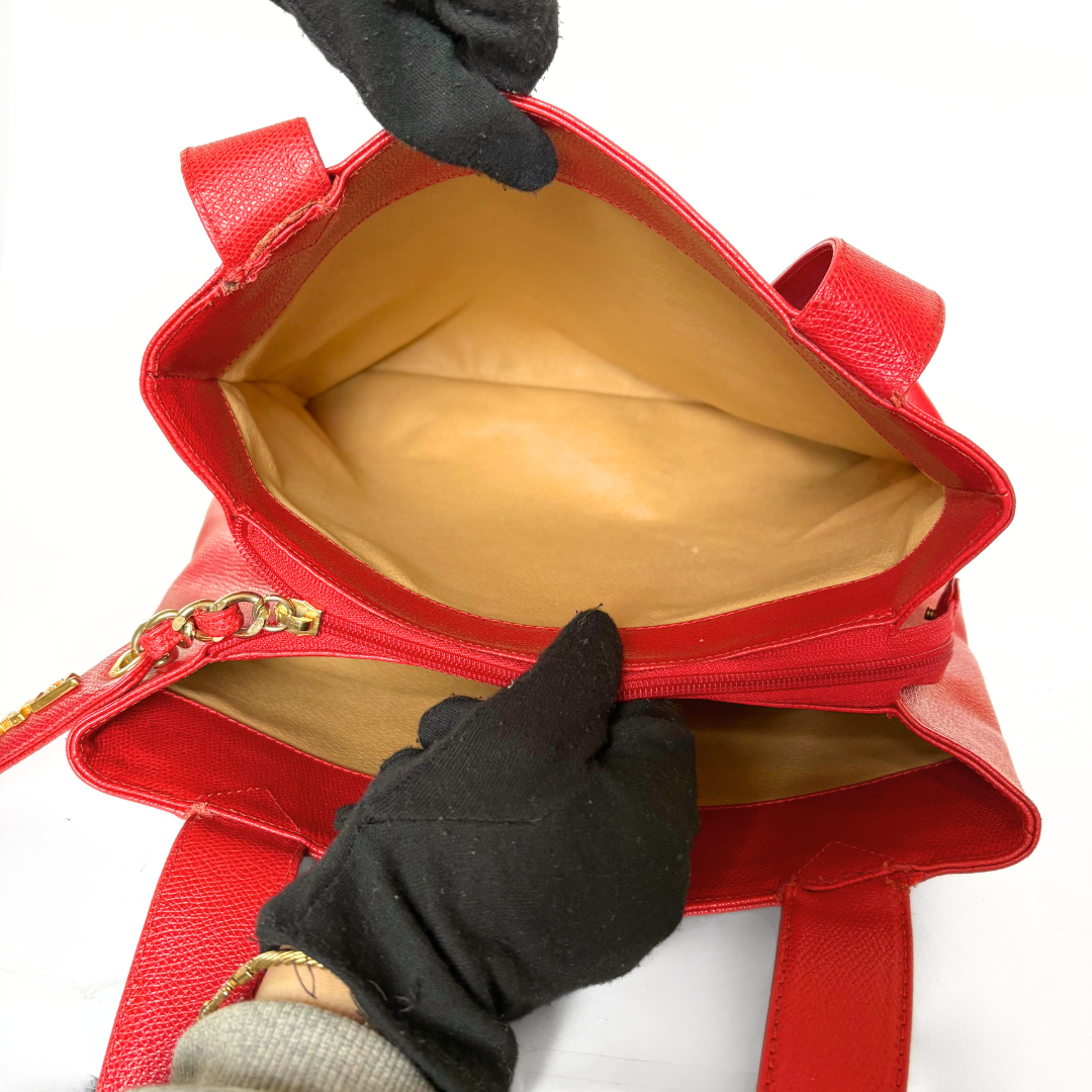 Chanel Chanel Big Shopper Red Leather - Shoulder bags - Etoile Luxury Vintage