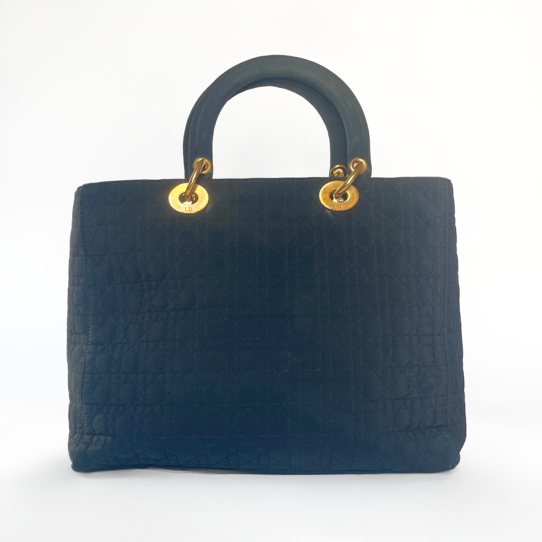 Dior Dior Lady Dior GM Cannage Microfiber - Handbags - Etoile Luxury Vintage