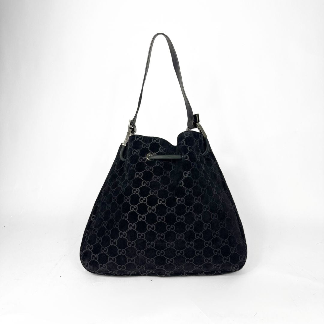 Gucci GG black suede shoulder bag