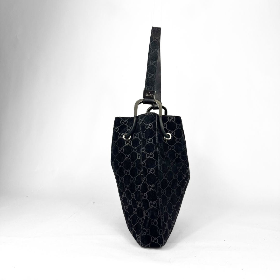 Gucci GG black suede shoulder bag