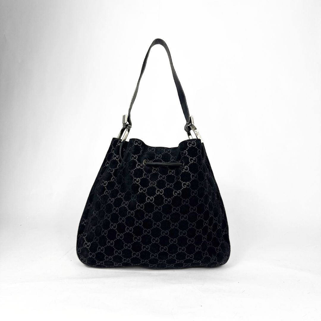Gucci GG black suede shoulder bag
