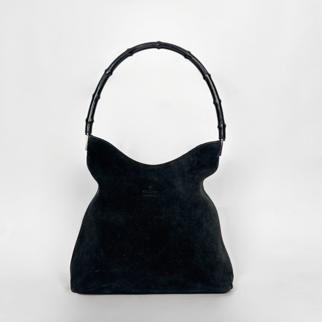 Gucci Suede Leather Bamboo Shoulderbag