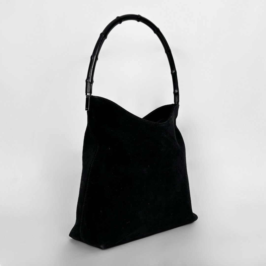Gucci Suede Leather Bamboo Shoulderbag