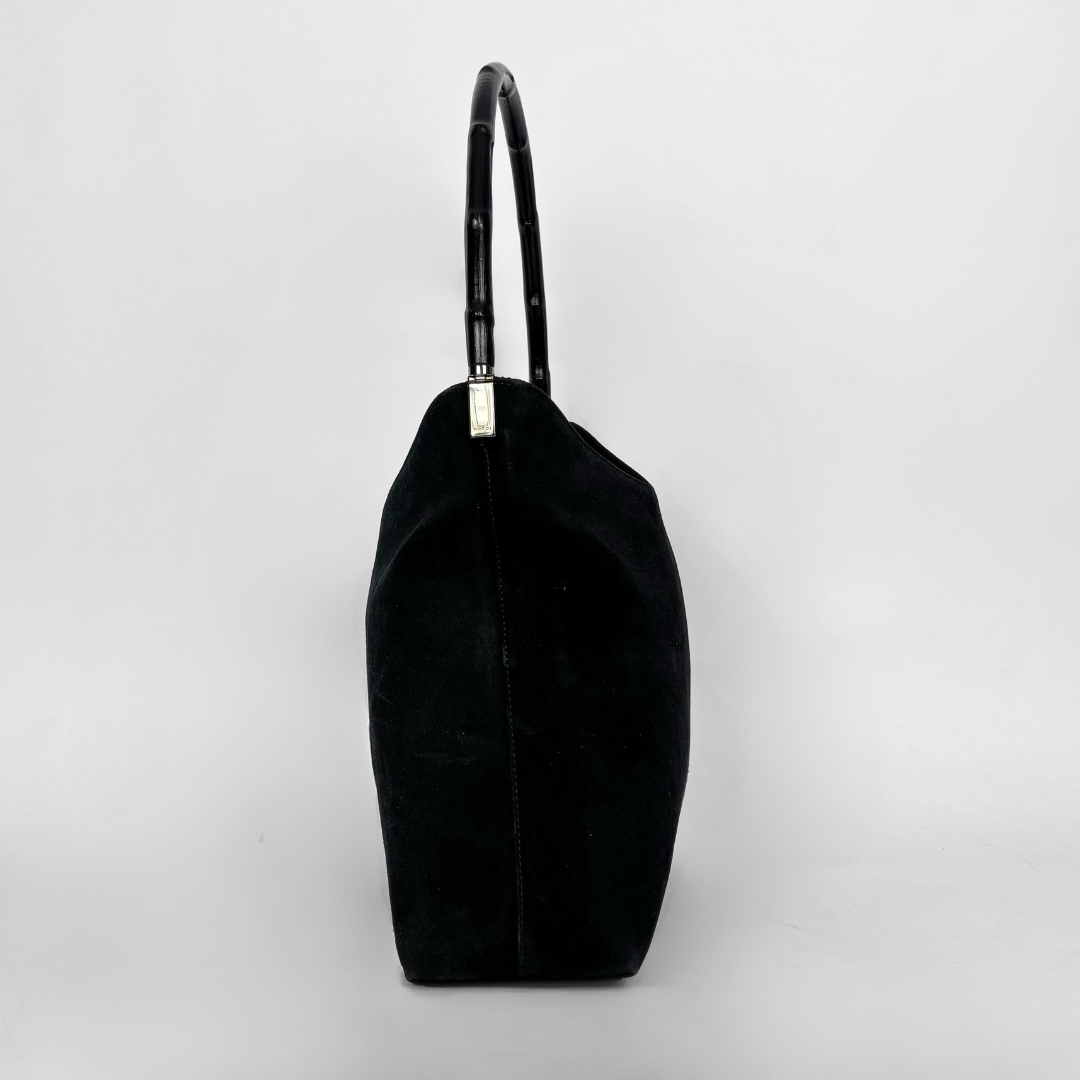 Gucci Suede Leather Bamboo Shoulderbag
