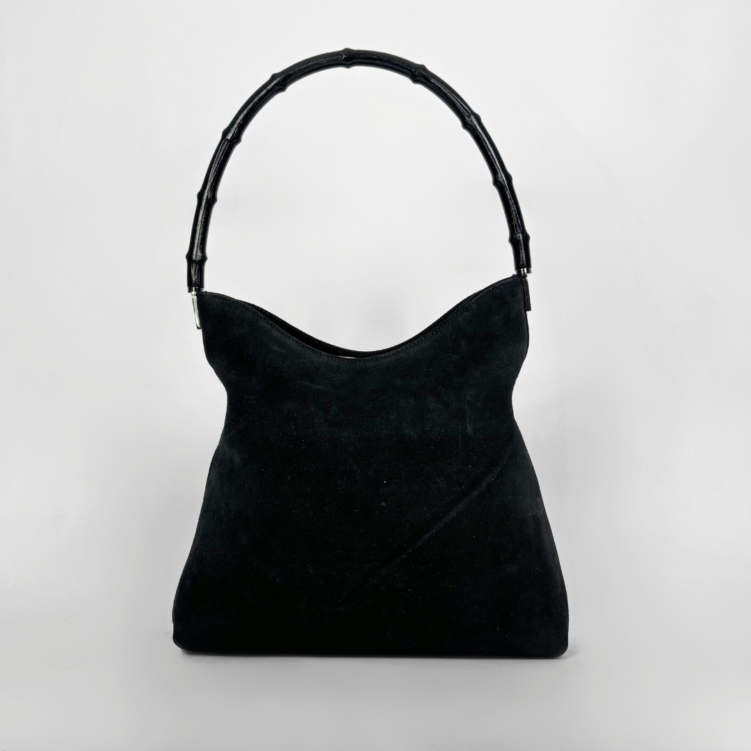 Gucci Suede Leather Bamboo Shoulderbag