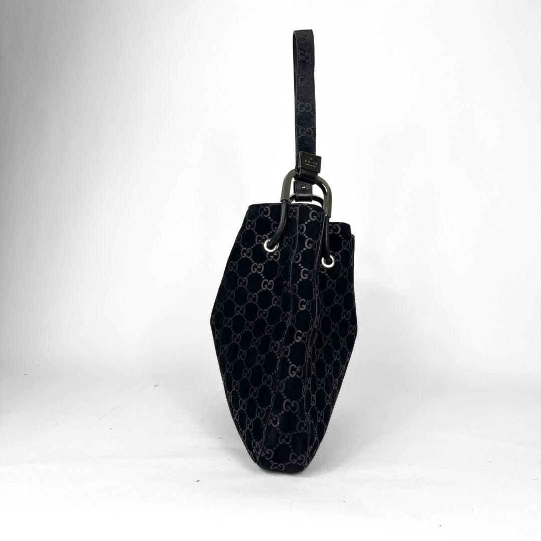 Gucci GG black suede shoulder bag