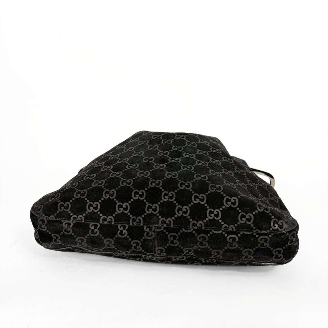 Gucci GG black suede shoulder bag