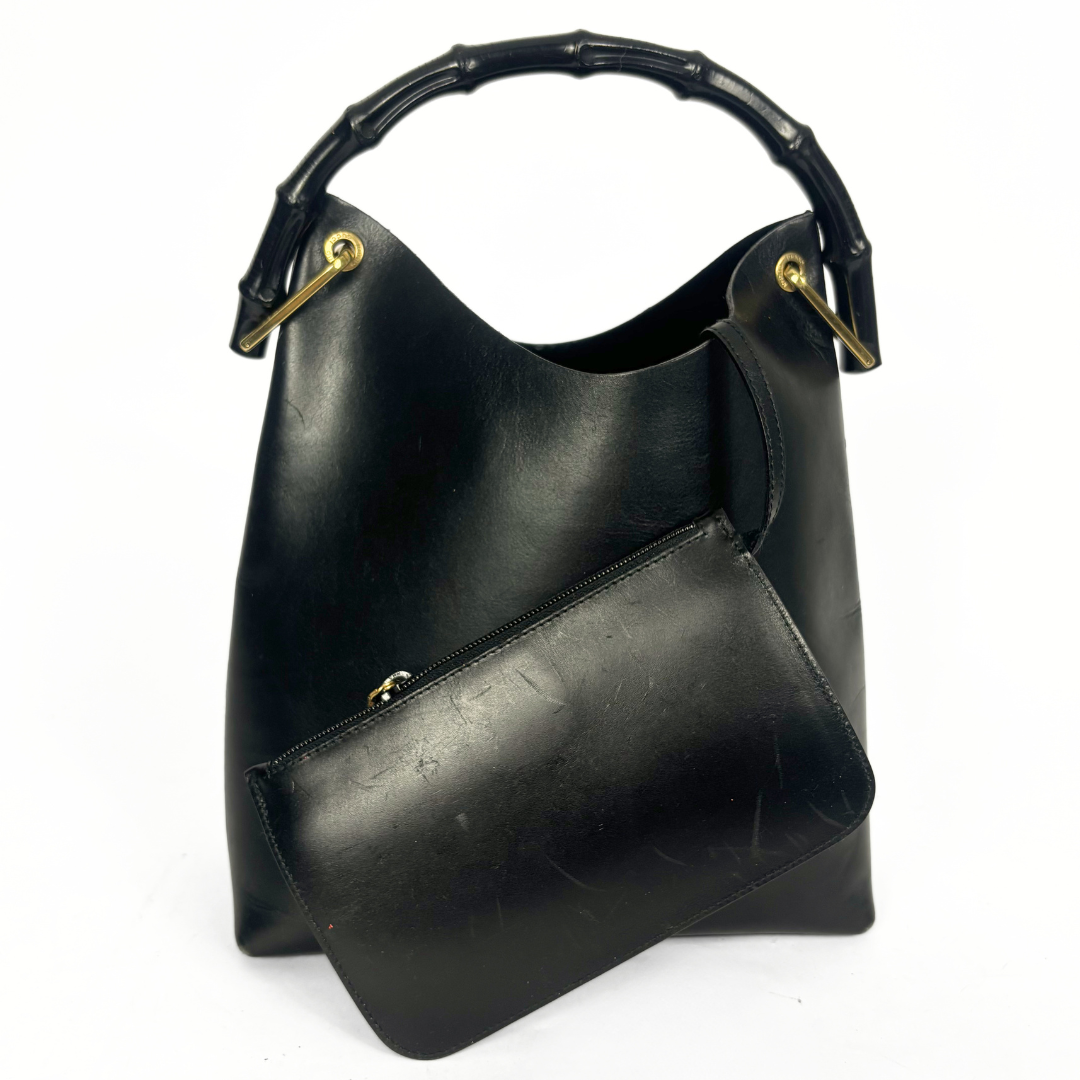 Gucci Leather Black Bamboo