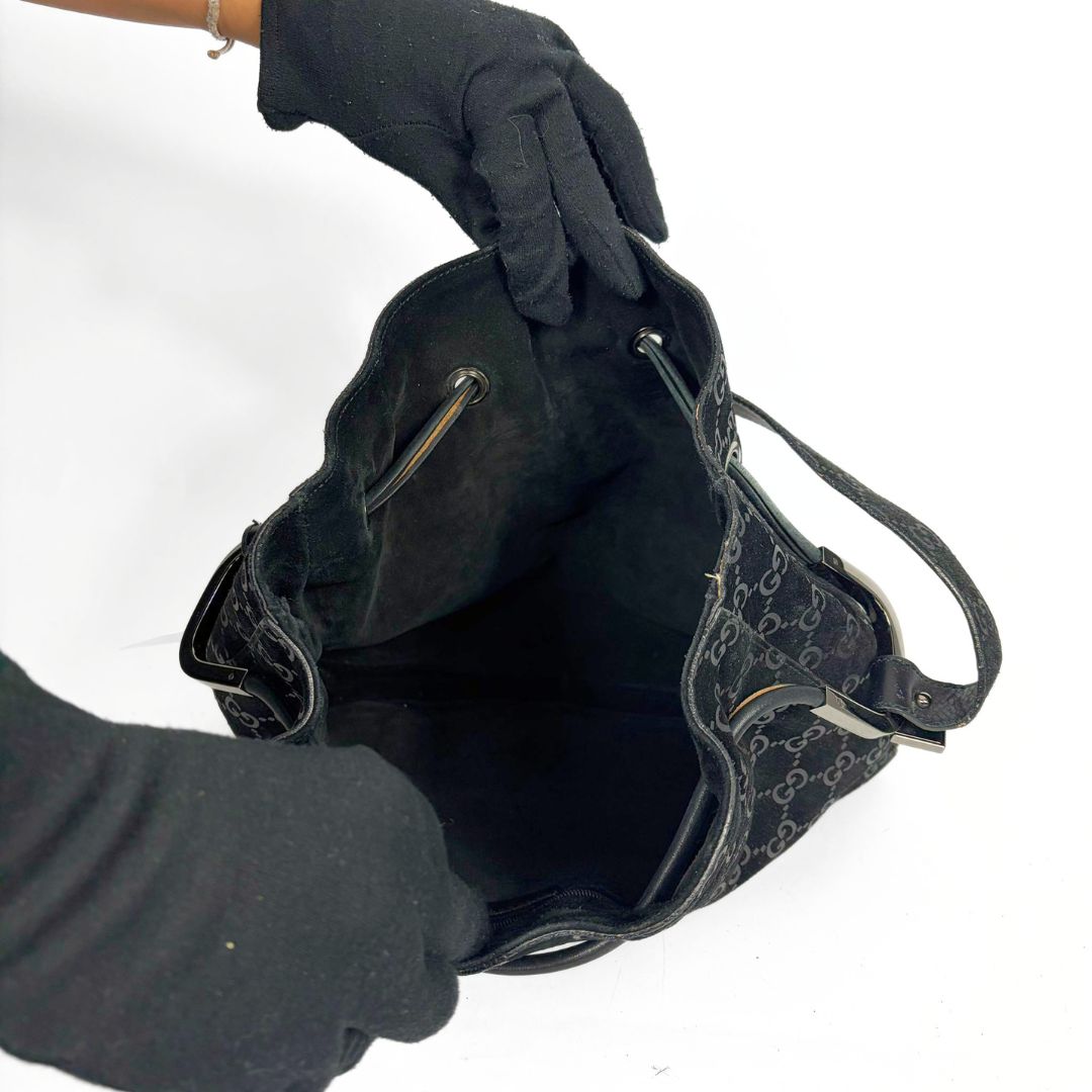 Gucci GG black suede shoulder bag