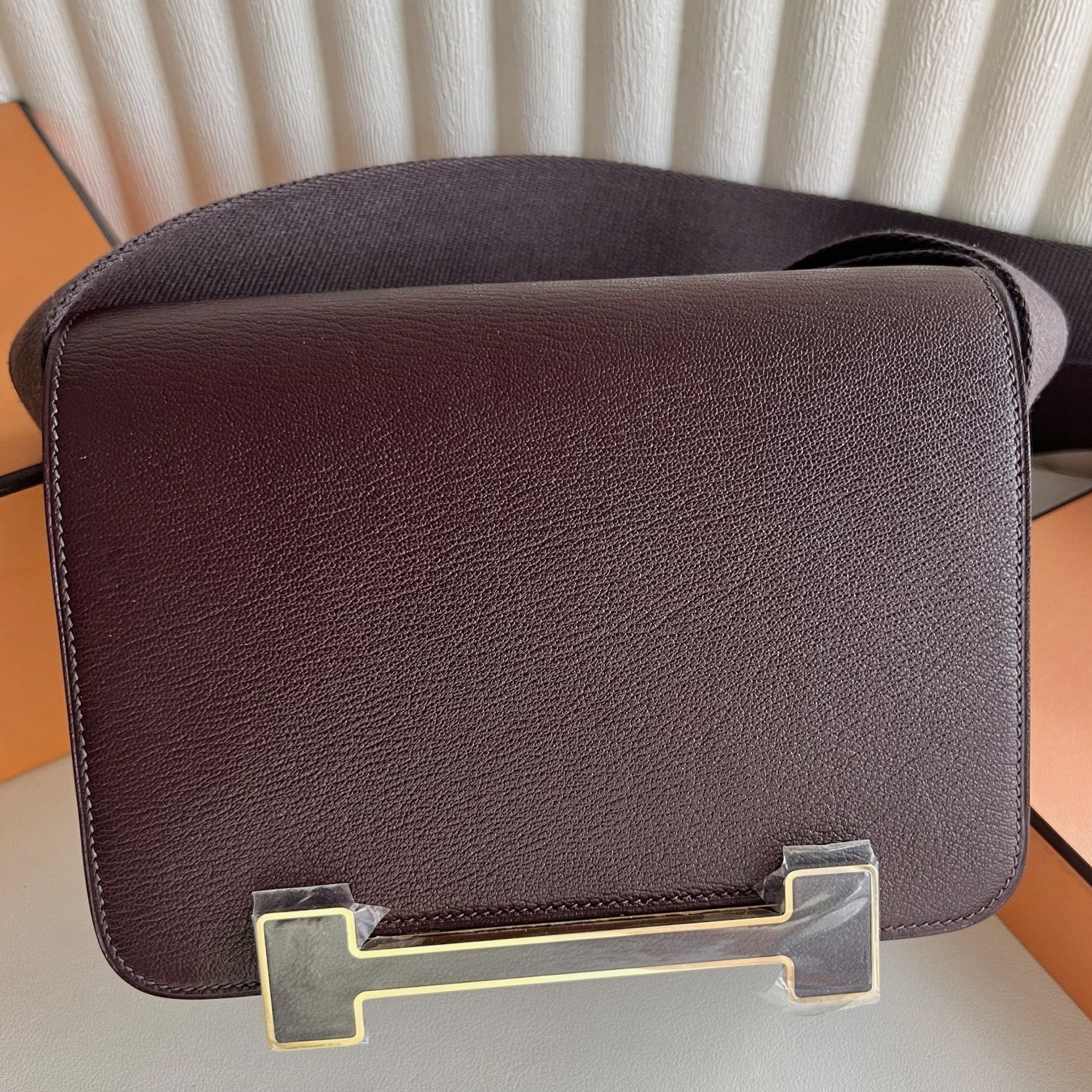 Hermes Geta Handmade Bag in Rouge Sellier Chevre Mysore Goatskin