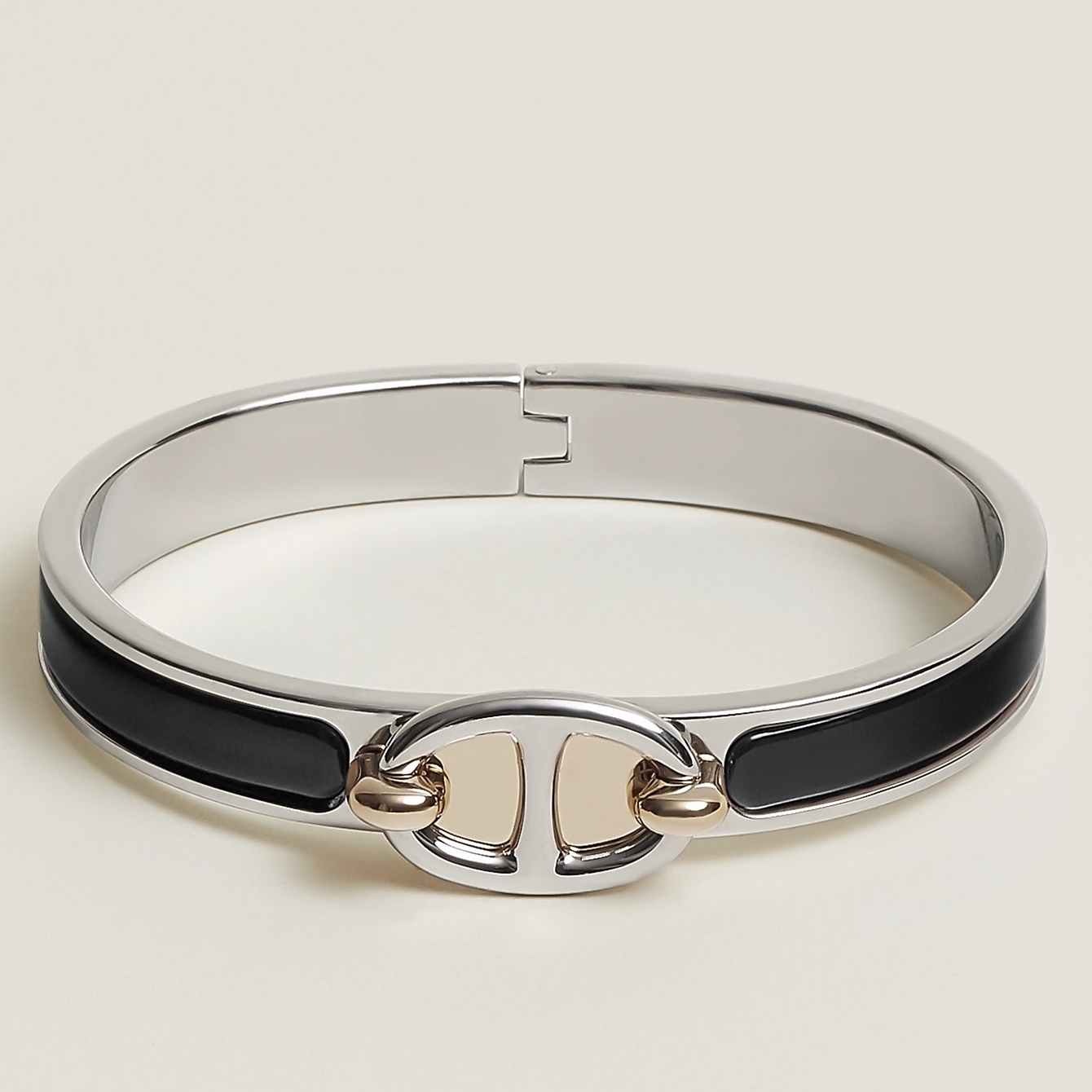 Hermes Black Mini Clic Chaine d'Ancre Bracelet
