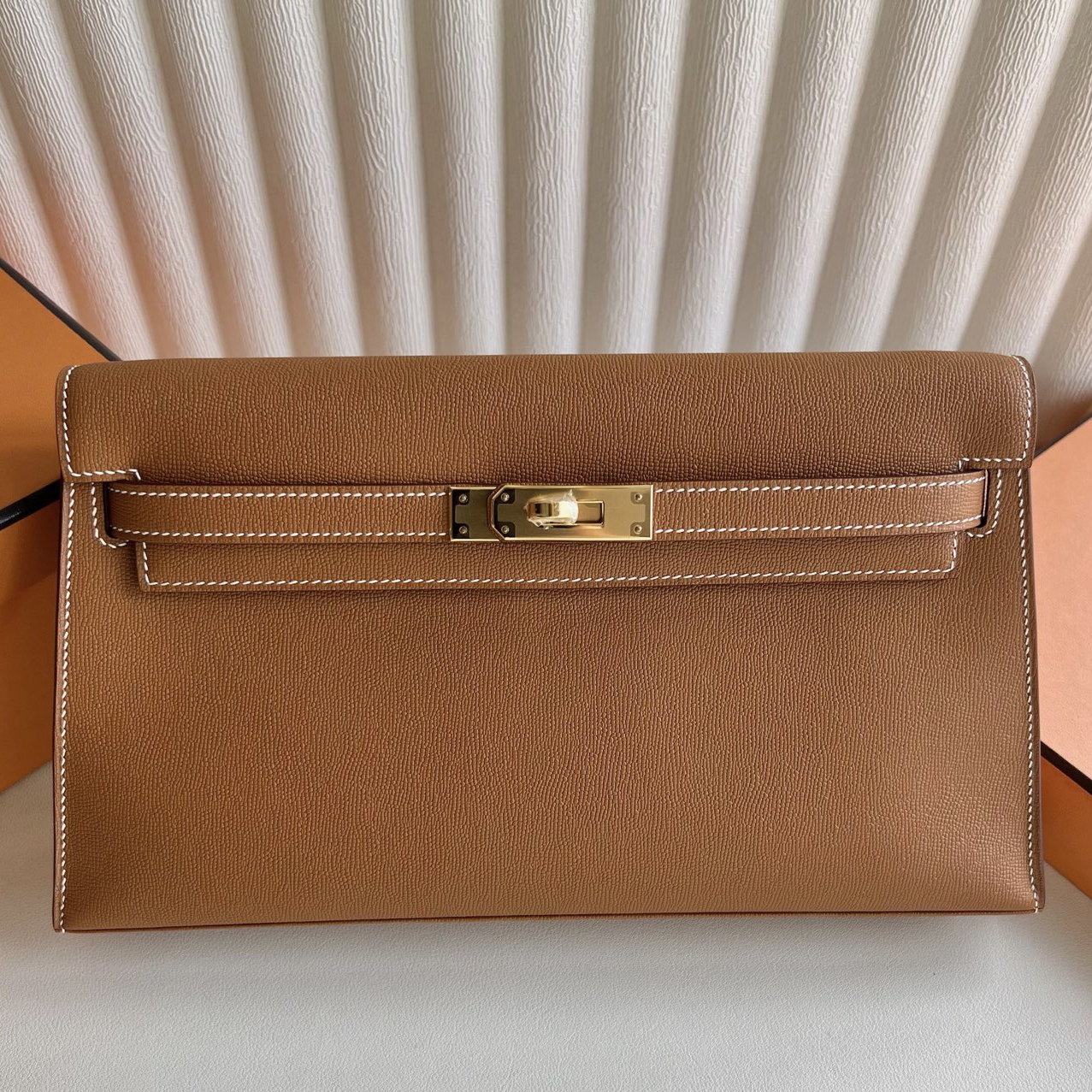 Hermes Kelly Elan Handmade Bag in Gold Madame Leather